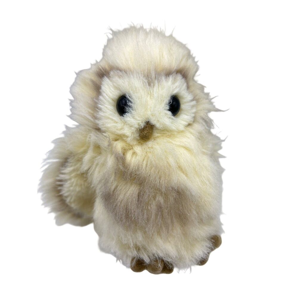 Steiff Wittie Owl Plush 045622 Button Yellow Tag Germany White Cream Beige 6”